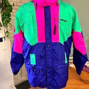 Vintage 90s Nevica Neon Colorblock Ski Jacket Mens Medium Unisex